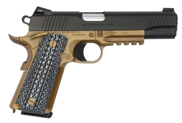 Picture of Colt Mfg 1911 Government Custom 45 Acp 5" 8+1 Flat Dark Earth Finish Frame With Black Carbon Steel Slide, Black G10 Grip & National Match Barrel 