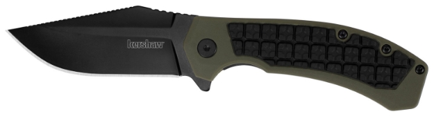 Picture of Kershaw Faultline 3" Folding Drop Point Plain Black Oxide 8Cr13mov Ss Blade Black/Od Green Glass-Filled Nylon Handle Includes Pocket Clip 