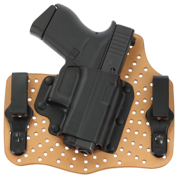 Picture of Galco Kingtuk Air Iwb Natural Kydex/Leather Uniclip/Stealth Clip Fits Glock 43 Fits Glock 43X Fits Springfield Hellcat Pro Right Hand 