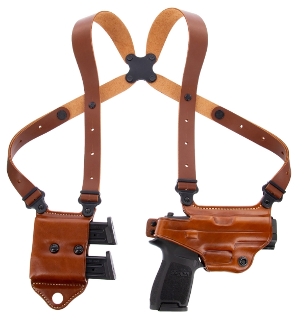 Picture of Galco Miami Classic Ii Shoulder System Size Fits Chest Up To 56" Tan Leather Harness Fits S&W M&P Shield Fits Glock 43 Fits Glock 43X Right Hand 