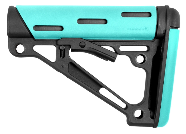 Picture of Hogue Overmolded Collapsible Buttstock Aqua Overmolded Rubber Black Synthetic Ar-15, M16 With Mil-Spec Tube (Tube Not Included) 