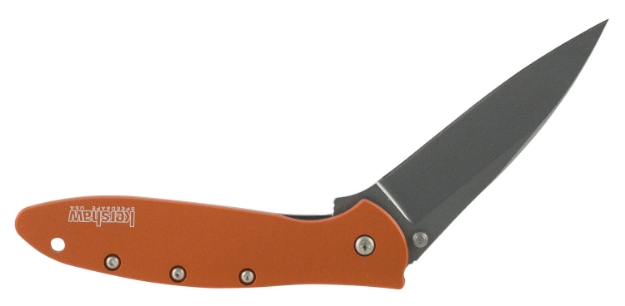 Picture of Kershaw Leek 3" Folding Drop Point Plain Bead Blasted 14C28n Steel Blade Orange Anodized Aluminum Handle Includes Pocket Clip 