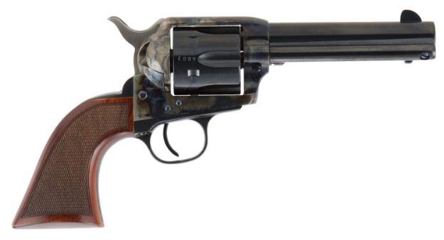 Picture of Cimarron Evil Roy Competition 38 Special/357 Mag 6Rd 4.75" Engraved Blued Barrel & Cylinder, Wide Front/Wide Square-Notch Rear Sights, Color Case Hardened Steel Frame, Checkered Walnut Grip 