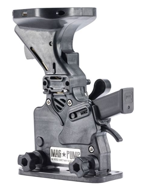 Picture of Magpump Standard Magazine Loader Double Stack Style Made Of Polymer With Black Finish For 9Mm Luger Sig, S&W, Glock, Ruger, Springfield Armory, Cz Holds Up To 90Rds 