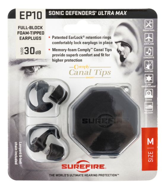 Picture of Surefire Ep10 Sonic Defenders Ultra Max Foam 30 Db Full Block Black Medium Adult 1 Pair 