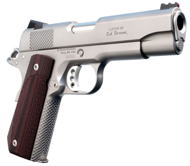 Picture of Ed Brown 1911 Kobra Carry 45 Acp 7+1 4.25" Recessed Crown Barrel, Snakeskin Serrated Matte Stainless Steel Frame/Slide, Bobtail Housing, Laminate Wood Grip 