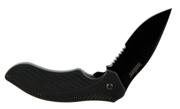 Picture of Kershaw Clash 3.10" Folding Drop Point Part Serrated Black Oxide 8Cr13mov Ss Blade Black Glass-Filled Nylon Handle Includes Pocket Clip 