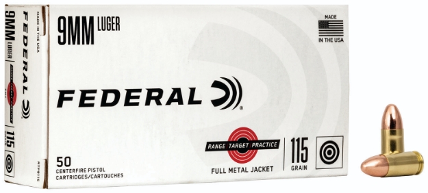 Picture of Federal Range & Target 9Mm Luger 115 Gr Full Metal Jacket (Fmj) 50 Per Box/ 20 Cs 