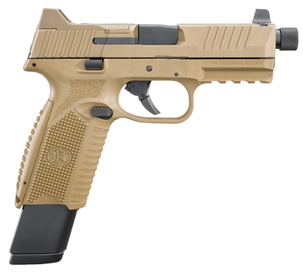 Picture of Fn 509 Tactical 9Mm Luger 4.50" Threaded Barrel 17+1 Or 24+1, Flat Dark Earth Polymer Frame With Mounting Rail, Optic Cut Fde Stainless Steel Slide, No Manual Safety, Optics Ready 