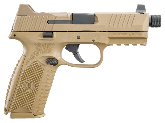 Picture of Fn 509 Tactical 9Mm Luger 4.50" Threaded Barrel 10+1, Flat Dark Earth Polymer Frame With Mounting Rail, Optic Cut Fde Stainless Steel Slide, No Manual Safety, Optics Ready 