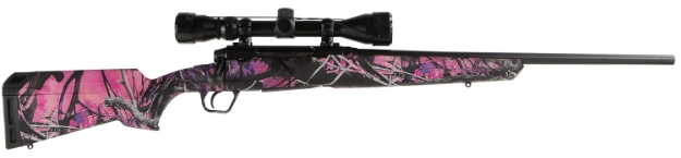 Picture of Savage Arms Axis Xp Compact 243 Win 4+1 20", Matte Black Barrel/Rec, Muddy Girl Synthetic Stock, Includes Weaver 3-9X40mm Scope 