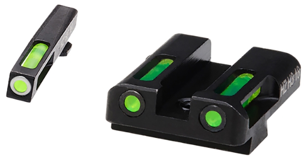 Picture of Hiviz Litewave H3 Tritium/Litepipe Glock 9Mm/40 S&W Sight Set Black | Green Tritium With White Outline Front Sight Green Fiber Optic Rear Sight 