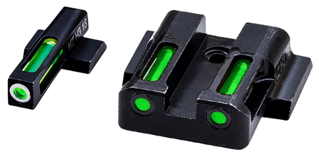 Picture of Hiviz Litewave H3 Tritium/Litepipe S&W M&P Sight Set Black | Green Tritium With White Outline Front Sight Green Fiber Optic Rear Sight 