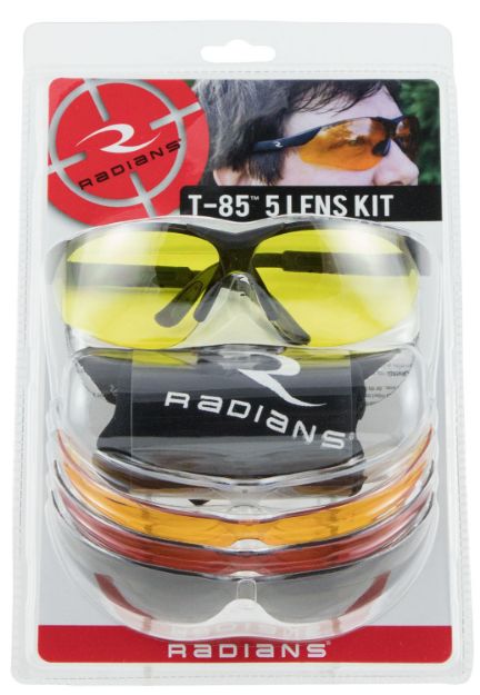 Picture of Radians T-85 Shooting Glass Kit Adult Clear Lens Smoke Gray Lens Amber Lens Copper Lens Orange Lens Polycarbonate Black Frame 