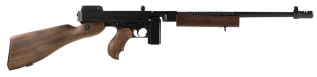 Picture of Thompson 1927A-1 Deluxe 45 Acp Caliber With 18" Barrel, 10+1 Capacity (Stick), Blued Metal Finish, American Walnut Stock Horizontal Wood Grip Right Hand 