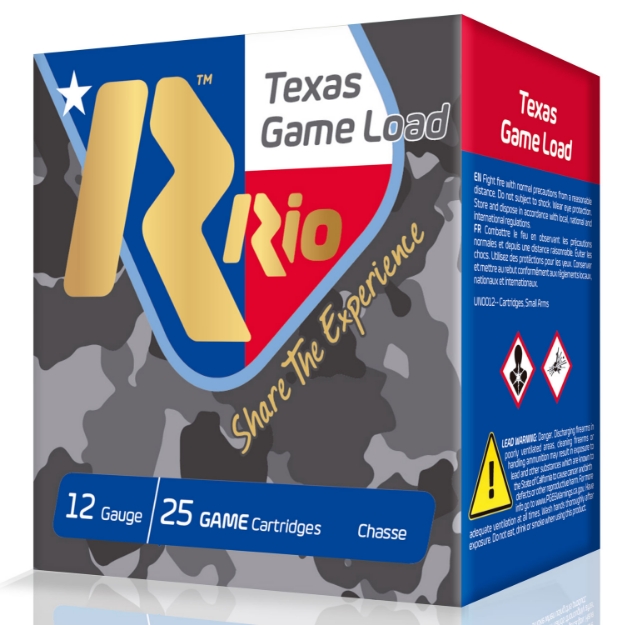 Picture of Rio Ammunition Texas Game Load Standard Velocity 12 Gauge 2.75" 1 1/4 Oz 8 Shot 25 Per Box/ 10 Cs 