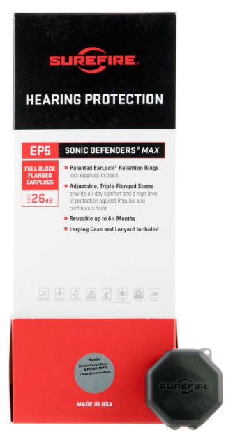 Picture of Surefire Ep5 Sonic Defenders Max Polymer 26 Db Full Block Black Medium Adult 25 Pair 