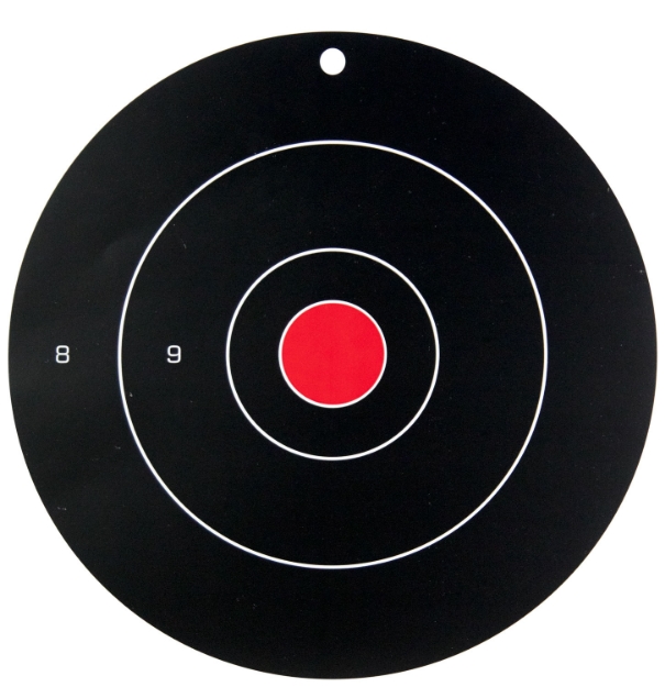 Picture of Birchwood Casey Dirty Bird 12" Bullseye Tagboard Hanging Universal Black/Red 100 Per Pkg 