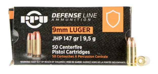 Picture of Ppu Defense Handgun 9Mm Luger 147 Gr Jacketed Hollow Point (Jhp) 50 Per Box/ 20 Cs 