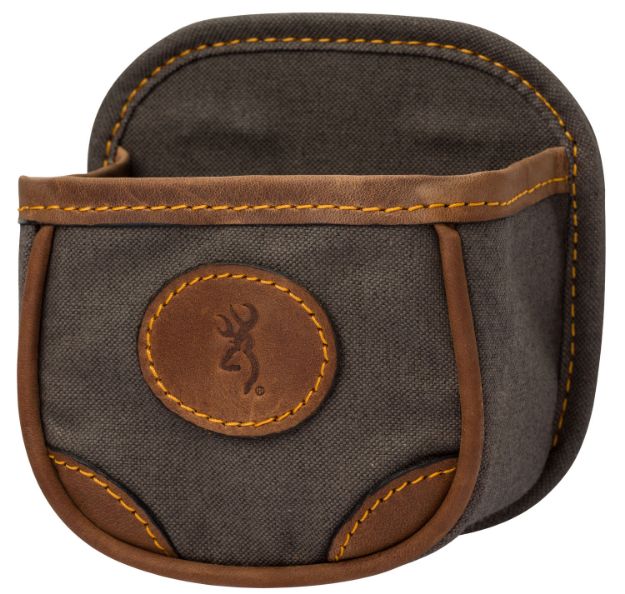 Picture of Browning Lona Shell Carrier Flint Canvas Body W/Leather Accents, Capacity 1 Box, Belt Clip Mount 