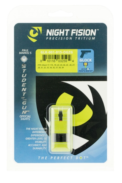 Picture of Night Fision Student Of The Gun Accur8 For Glock Black | Green Tritium Orange Ring Front Sight Green Tritium Black Ring Rear Sight 