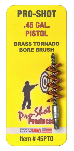 Picture of Pro-Shot Tornado Bore Brush 45 Cal Pistol #8-32 Thread Brass Spiral Wound Loop 