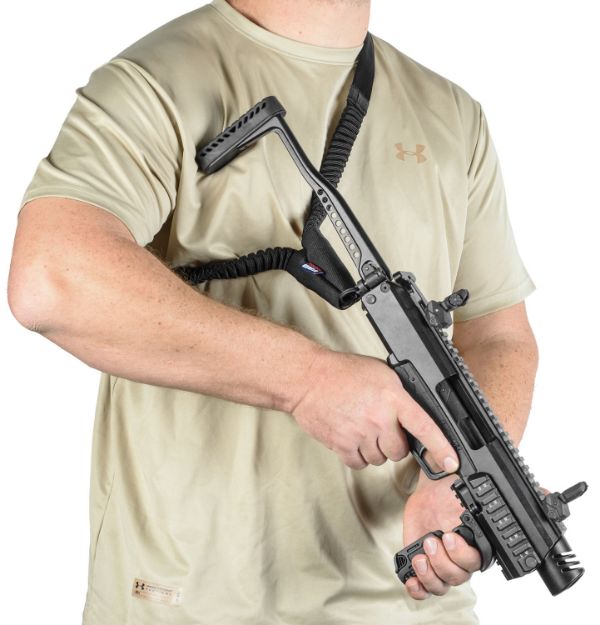 Picture of Fab Defense One Point Tactical Sling Made Of Black Elastic With 23.60" Oal, 1.18" W & Bungee Design For Ar Platforms 