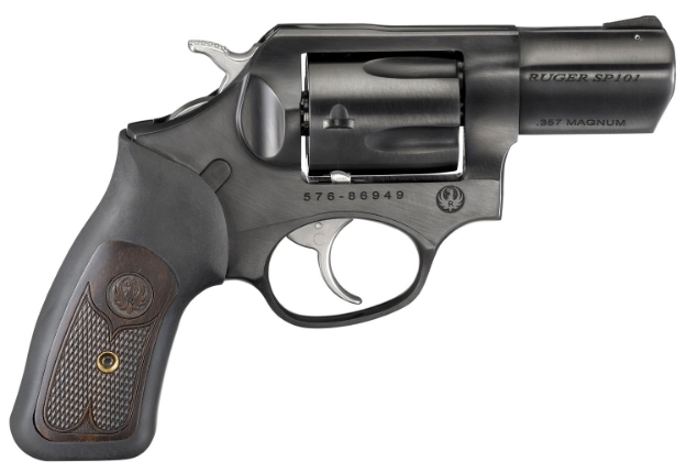 Picture of Ruger Sp101 357 Mag 2.25" Barrel 5Rd Triple-Locking Cylinder, Blued Alloy Steel, Cushioned Rubber With Engraved Wood Insert Grip, Transfer Bar Safety 