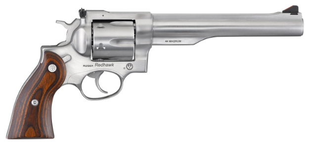 Picture of Ruger Redhawk 44 Rem Mag 7.50" Barrel 6Rd Triple-Locking Cylinder, Satin Stainless Steel, Hardwood Grip, Transfer Bar Safety 