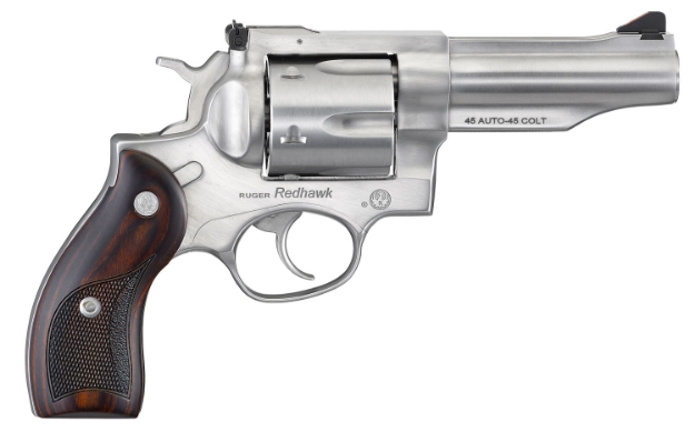 Picture of Ruger Redhawk 45 Colt (Lc) Or 45 Acp 4.20" Barrel 6Rd Triple-Locking Cylinder, Satin Stainless Steel, Lasered Hardwood Grip, Transfer Bar Safety 