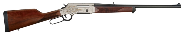 Picture of Henry Long Ranger Deluxe 243 Win 4+1 20" Blued 20" Round Barrel Nickel-Plated With 24K Gold Inlay Engraved Steel American Walnut Right Hand 