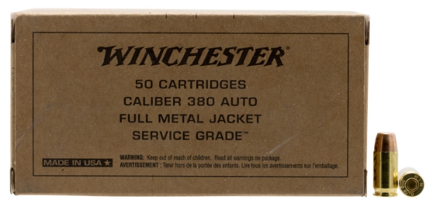 Picture of Winchester Ammo Service Grade Target 380 Acp 95 Gr Full Metal Jacket Flat Nose (Fmjfn) 50 Per Box/ 10 Cs 