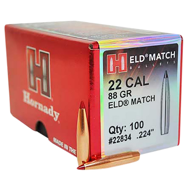 Picture of Hornady Eld Match Target 22 Cal .224 88 Gr Extremely Low Drag-Match (Eld-M) 