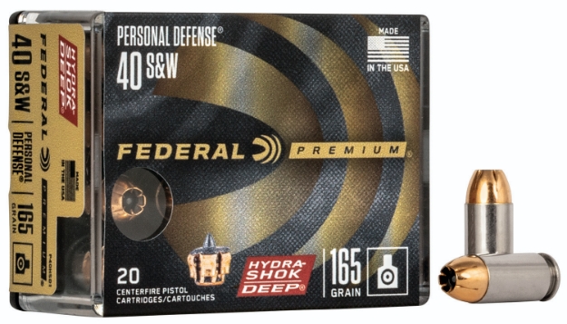 Picture of Federal Premium Personal Defense 40 S&W 165 Gr Hydra-Shok Deep Hollow Point 20 Per Box/10 Cs 