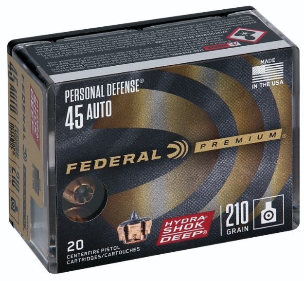 Picture of Federal Premium Personal Defense 45 Acp 210 Gr Hydra-Shok Deep Hollow Point 20 Per Box/10 Cs 