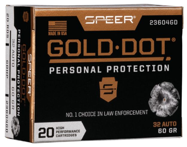 Picture of Speer Gold Dot Personal Protection 32 Acp 60 Gr Hollow Point (Hp) 20 Per Box/10 Cs 