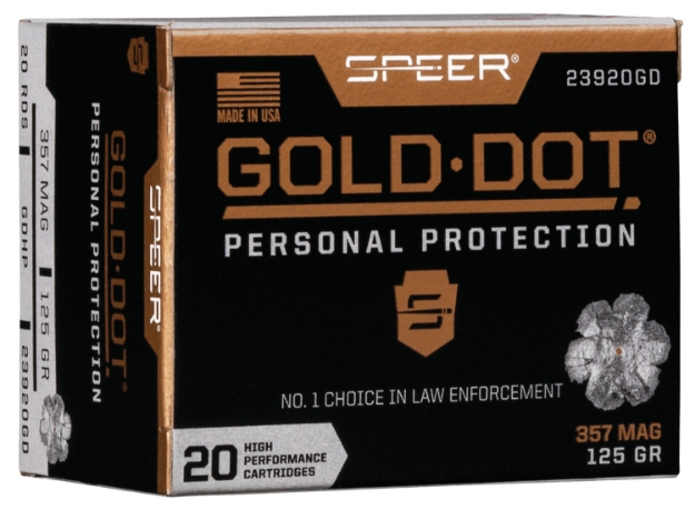 Picture of Speer Gold Dot Personal Protection 357 Mag 125 Gr 1450 Fps Hollow Point (Hp) 20 Bx/10 Cs 