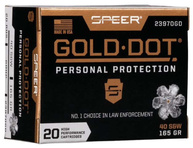 Picture of Speer Gold Dot Personal Protection 40 S&W 165 Gr 1150 Fps Hollow Point (Hp) 20 Bx/10 Cs 