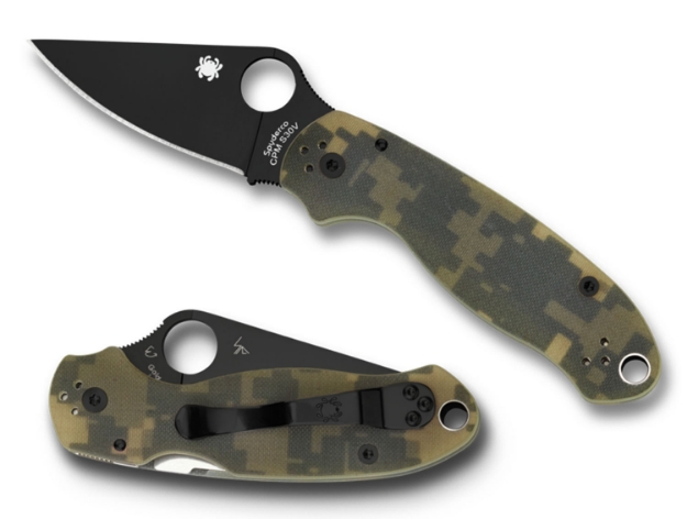 Picture of Spyderco Para 3 2.95" Folding Drop Point Plain Black Dlc Cpm S30v Ss Blade Camo G10 Handle Includes Pocket Clip 