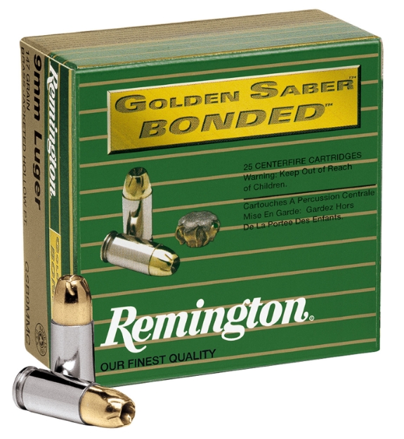 Picture of Remington Ammunition Golden Saber Bonded Defense 9Mm Luger 147 Gr Bonded Brass Jacketed Hollow Point (Bbjhp) 20 Per Box/ 25 Cs 