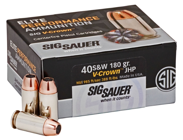 Picture of Sig Sauer Elite Defense 40 S&W 180 Gr 985 Fps V-Crown Jacketed Hollow Point (Vjhp) 50 Bx/10 Cs 