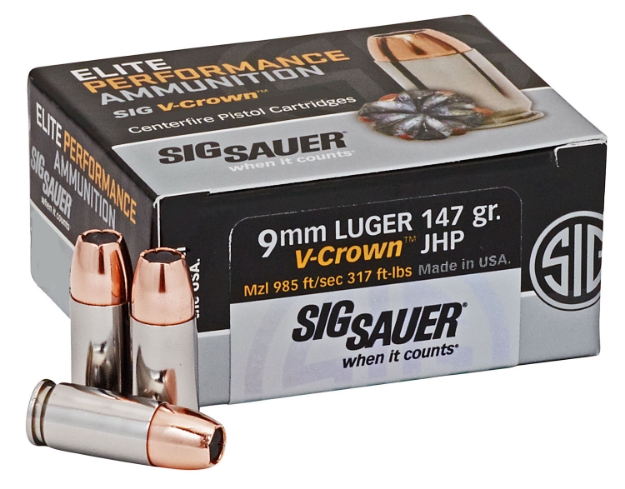 Picture of Sig Sauer Elite Defense 9Mm Luger 147 Gr 985 Fps V-Crown Jacketed Hollow Point (Vjhp) 50 Bx/10 Cs 