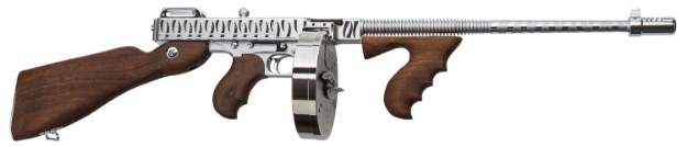 Picture of Thompson 1927A-1 Deluxe 45 Acp Caliber With 16.50" Barrel, 20+1 Capacity (Stick), 50+1 Capacity (Drum), Hard-Chrome W/Tiger Stripe Metal Finish, American Walnut Stock Wood Grip Right Hand 