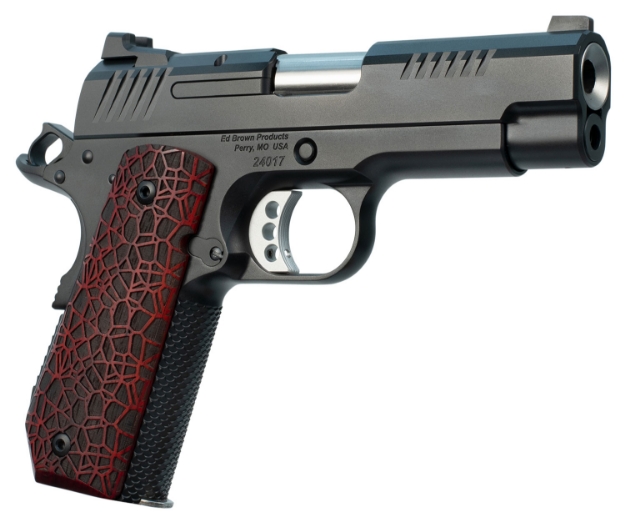 Picture of Ed Brown 1911 Evo Kc9 9Mm Luger 9+1 4" Bull Barrel, Overall Black Gen4 Finish, Snakeskin Serrated Bobtail Frame, Serrated Carbon Steel Slide W/Recessed Slide Stop, G10 Grip 