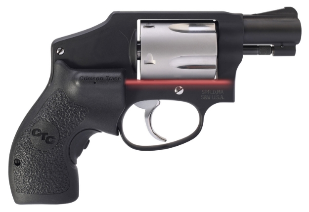 Picture of Smith & Wesson Performance Center Model 442 38 S&W Spl +P 5Rd 1.88" Black Stainless Steel Barrel, Black Fluted Cylinder, Matte Black Aluminum Black Frame With Black Crimson Trace Lasergrip 