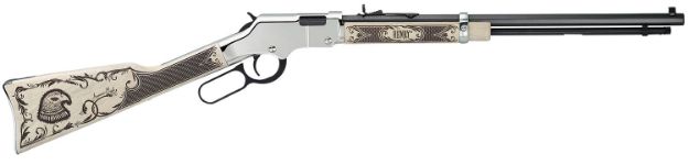 Picture of Henry Golden Boy Silver American Eagle 22 Short Caliber With 16 Lr/21 Short Capacity, 20" Octagon Barrel, Nickel-Plated Metal Finish & Ivory American Walnut Stock Right Hand 