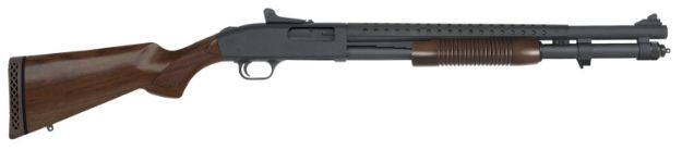 Picture of Mossberg 590A1 Retrograde 12 Gauge 3" 8+1 20" Parkerized Heavy-Walled Barrel Black Rec With Ghost Ring Sight Walnut Stock Right Hand 