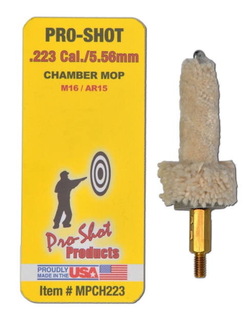 Picture of Pro-Shot Chamber Mop Military Style 223 Rem/5.56X45mm Nato Ar Platform #8-32 Thread 100% Cotton Mop Brass Core 