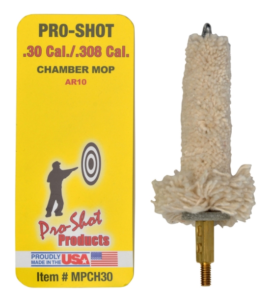 Picture of Pro-Shot Chamber Mop Military Style 30/308 Cal/7.62X51mm Nato Ar Platform #8-32 Thread 100% Cotton Mop Brass Core 