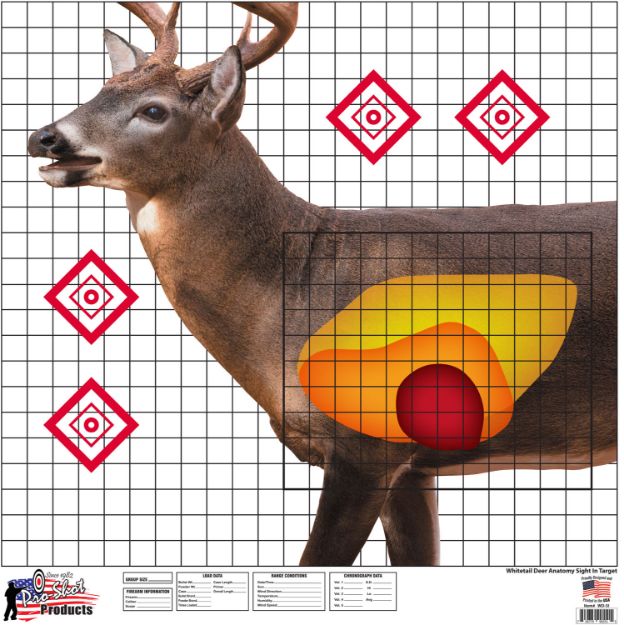 Picture of Pro-Shot Whitetail Sight-In Deer Heavy Paper Hanging Universal 25" X 25" Multi-Color 5 Pack 